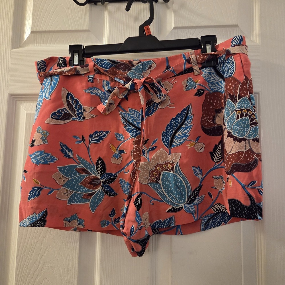 Loft sz 8 pink floral 100% rayon shorts NWT casual beach resort summer garden